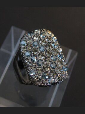 Dyrberg/Kern Elinna Swarovski crystal ring in gunmetal and blue